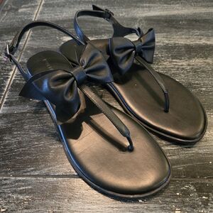 Karl Lagerfeld Black Leather Sandals